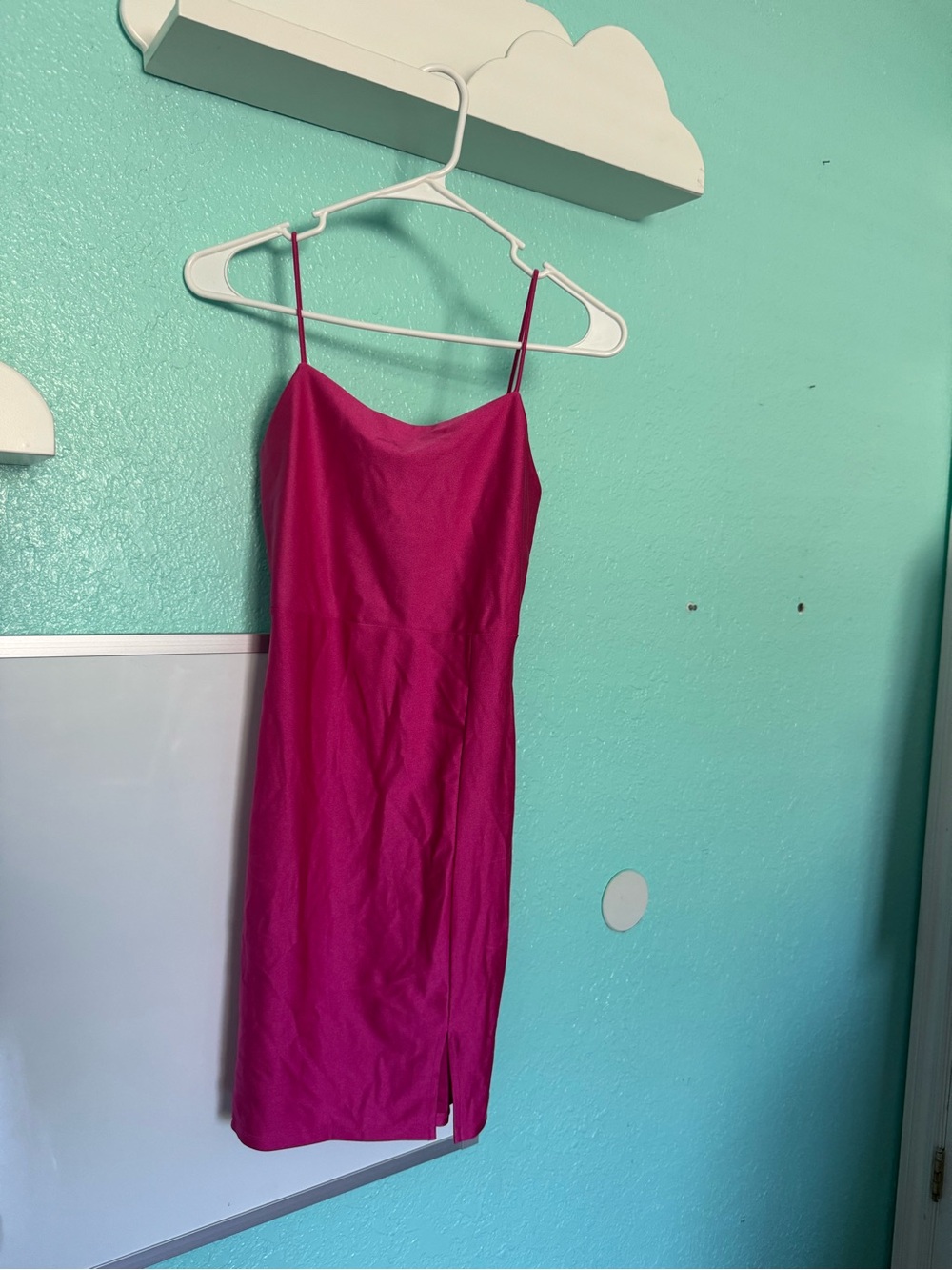 Fuchsia Slip Midi Dress with Spaghetti Straps